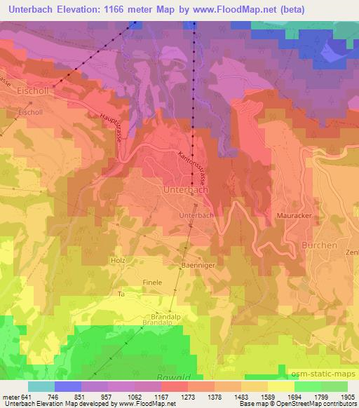 Unterbach,Switzerland Elevation Map