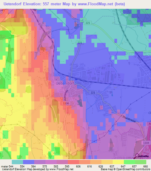 Uetendorf,Switzerland Elevation Map