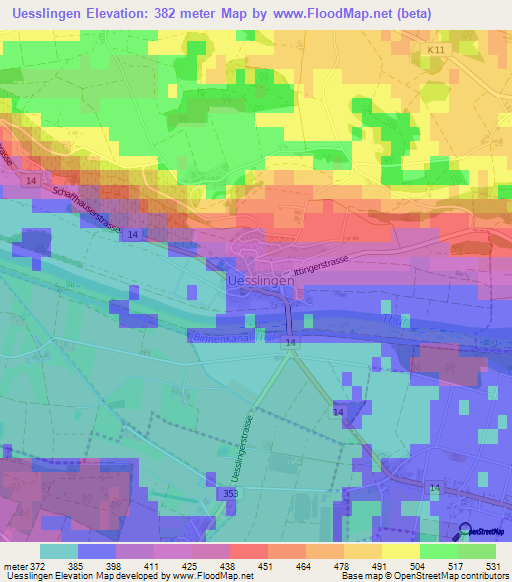 Uesslingen,Switzerland Elevation Map