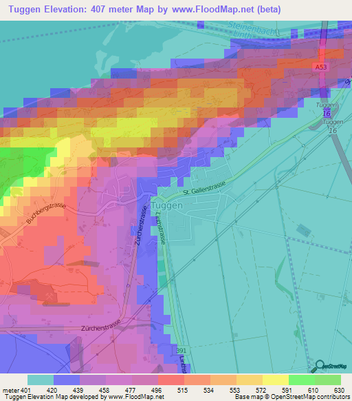 Tuggen,Switzerland Elevation Map