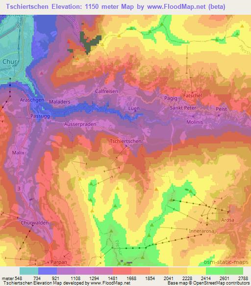 Tschiertschen,Switzerland Elevation Map