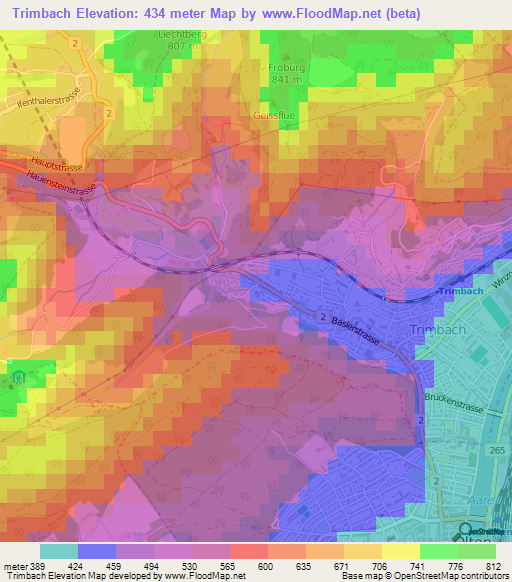 Trimbach,Switzerland Elevation Map