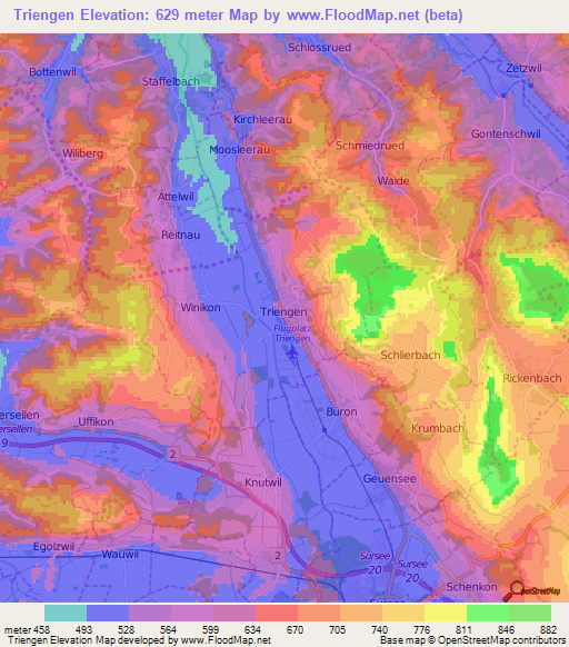 Triengen,Switzerland Elevation Map