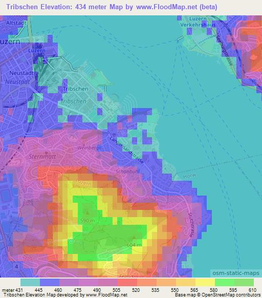 Tribschen,Switzerland Elevation Map