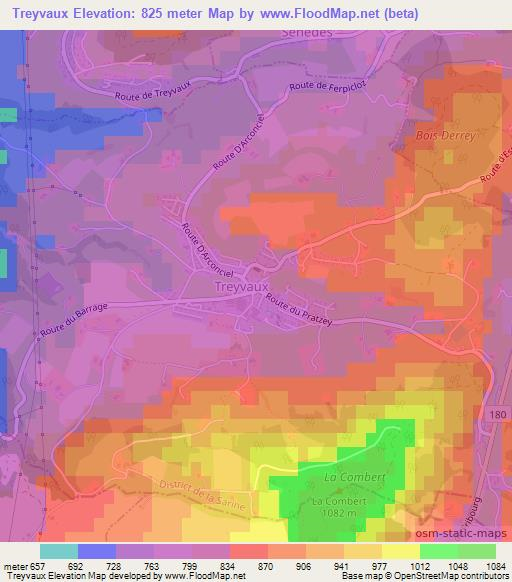 Treyvaux,Switzerland Elevation Map