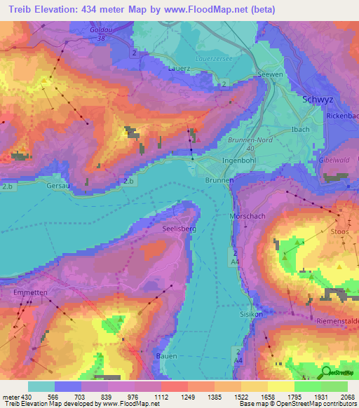 Treib,Switzerland Elevation Map