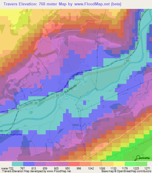Travers,Switzerland Elevation Map