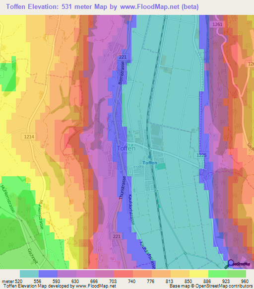 Toffen,Switzerland Elevation Map