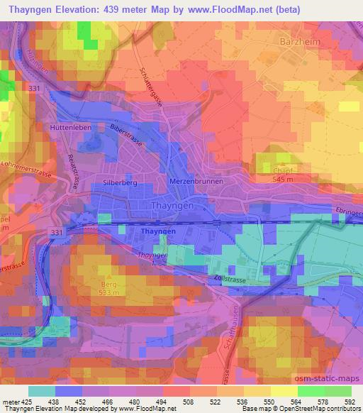 Thayngen,Switzerland Elevation Map