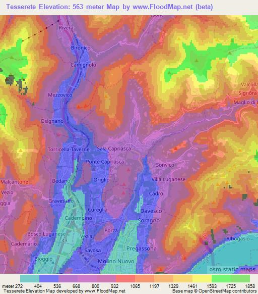 Tesserete,Switzerland Elevation Map