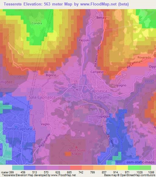 Tesserete,Switzerland Elevation Map