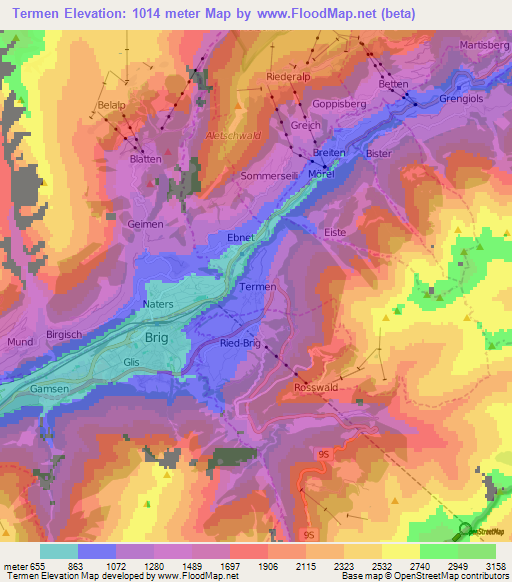 Termen,Switzerland Elevation Map