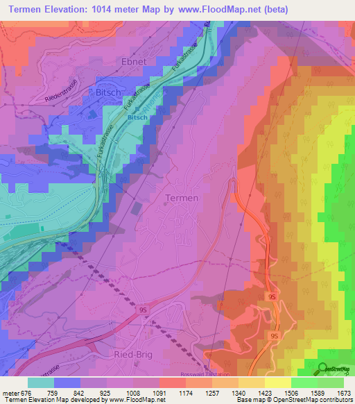 Termen,Switzerland Elevation Map