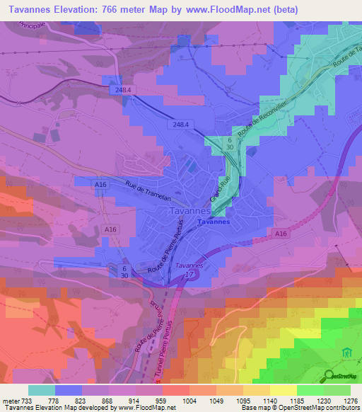 Tavannes,Switzerland Elevation Map