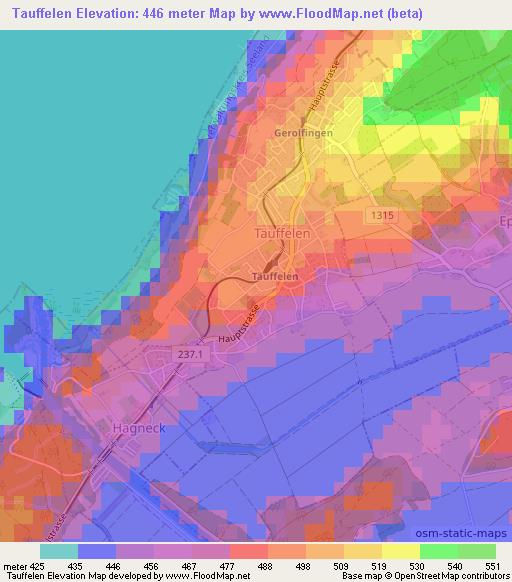 Tauffelen,Switzerland Elevation Map