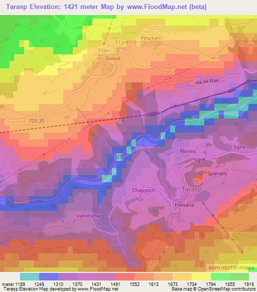 Tarasp,Switzerland Elevation Map