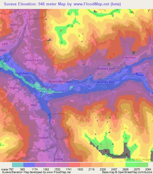 Surava,Switzerland Elevation Map