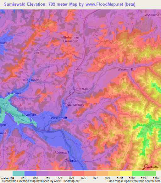 Sumiswald,Switzerland Elevation Map