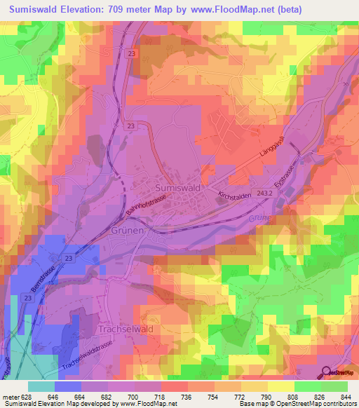 Sumiswald,Switzerland Elevation Map