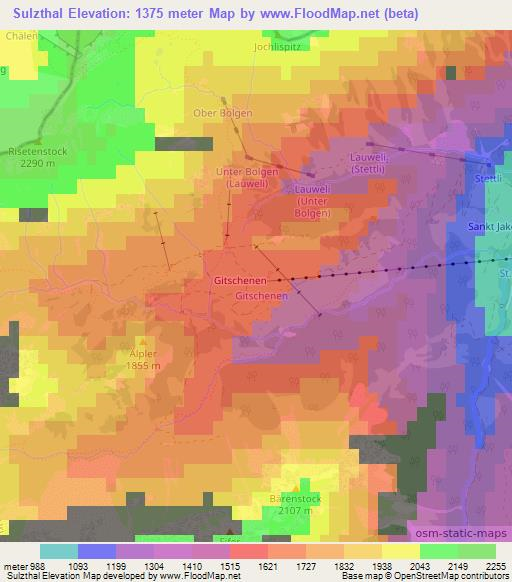 Sulzthal,Switzerland Elevation Map