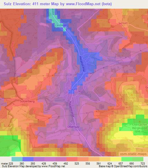 Sulz,Switzerland Elevation Map