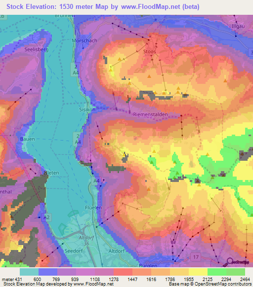 Stock,Switzerland Elevation Map