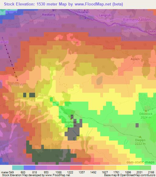 Stock,Switzerland Elevation Map