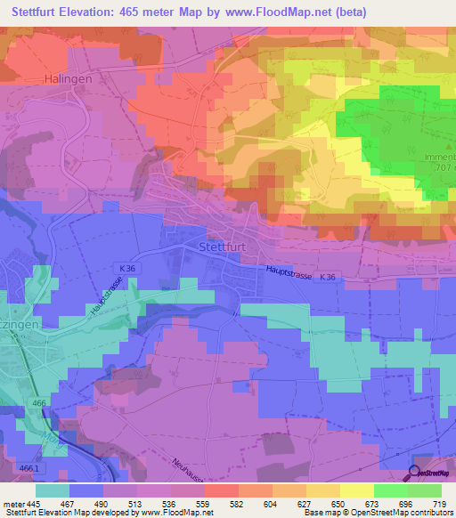 Stettfurt,Switzerland Elevation Map