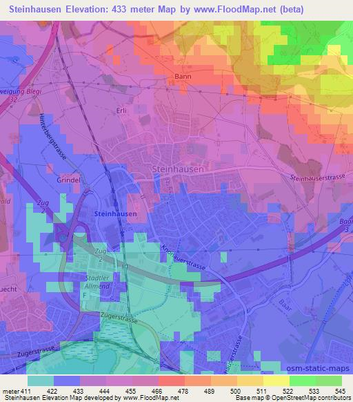 Steinhausen,Switzerland Elevation Map