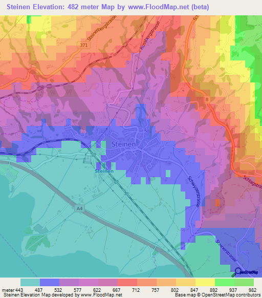 Steinen,Switzerland Elevation Map