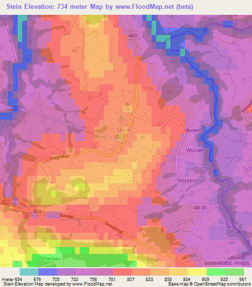 Stein,Switzerland Elevation Map