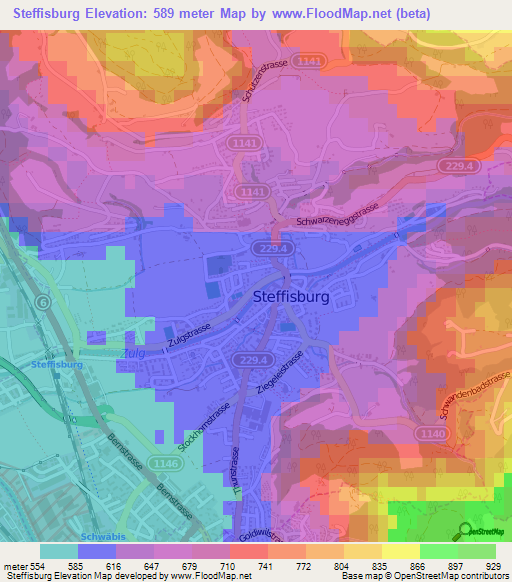 Steffisburg,Switzerland Elevation Map