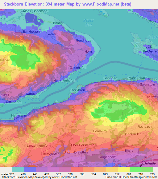 Steckborn,Switzerland Elevation Map