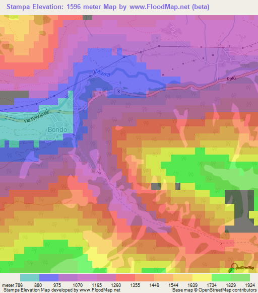 Stampa,Switzerland Elevation Map