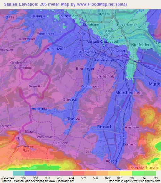 Stallen,Switzerland Elevation Map