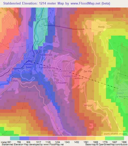 Staldenried,Switzerland Elevation Map