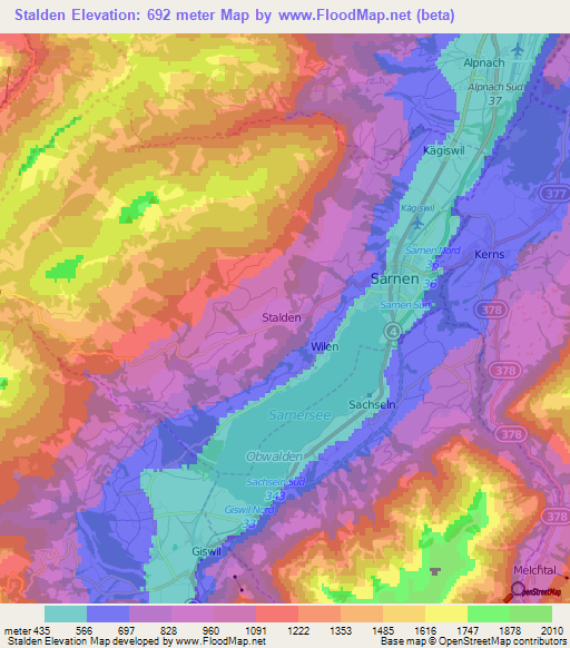 Stalden,Switzerland Elevation Map