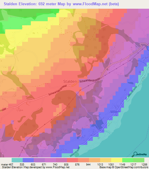 Stalden,Switzerland Elevation Map