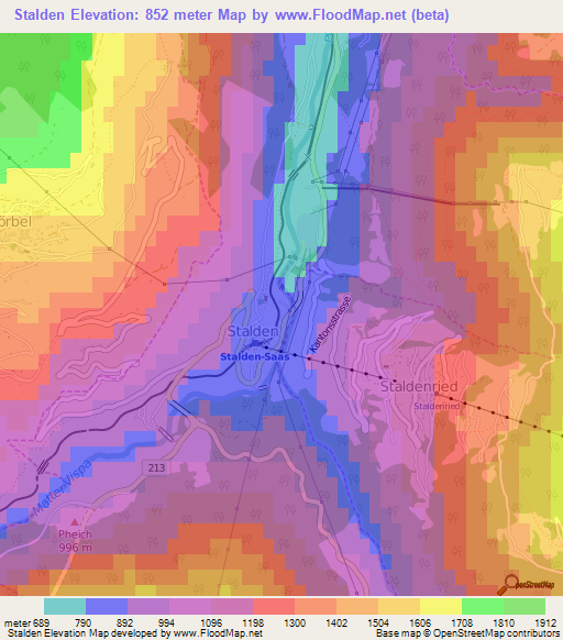 Stalden,Switzerland Elevation Map