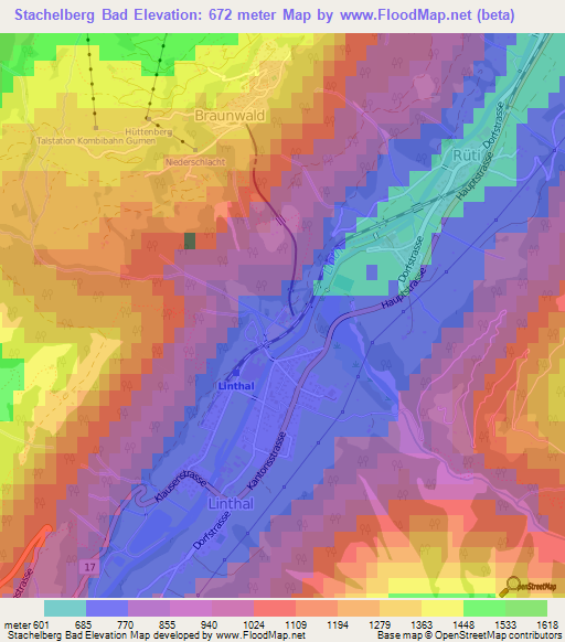 Stachelberg Bad,Switzerland Elevation Map