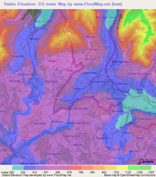 Stabio,Switzerland Elevation Map