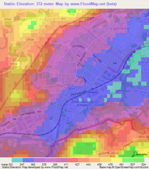 Stabio,Switzerland Elevation Map