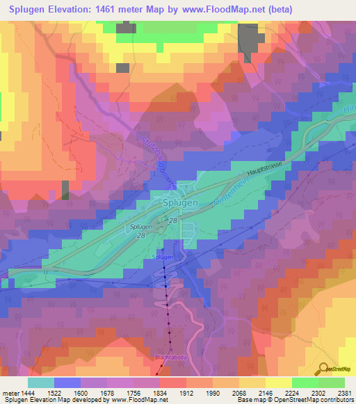 Splugen,Switzerland Elevation Map