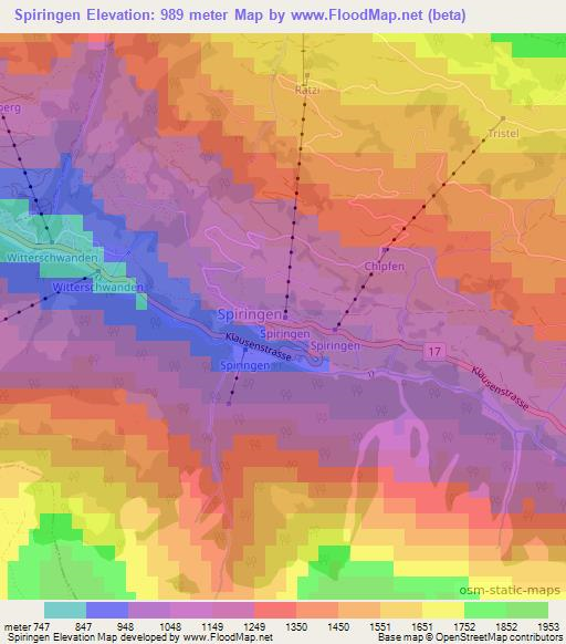 Spiringen,Switzerland Elevation Map