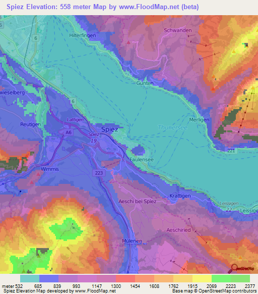 Spiez,Switzerland Elevation Map