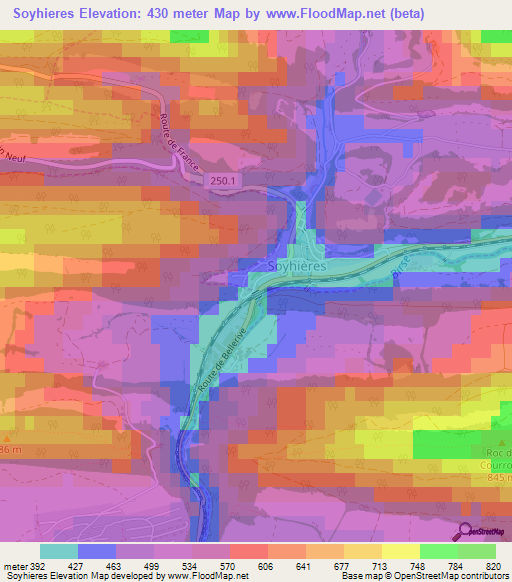 Soyhieres,Switzerland Elevation Map