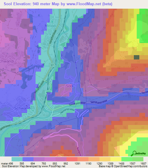 Sool,Switzerland Elevation Map