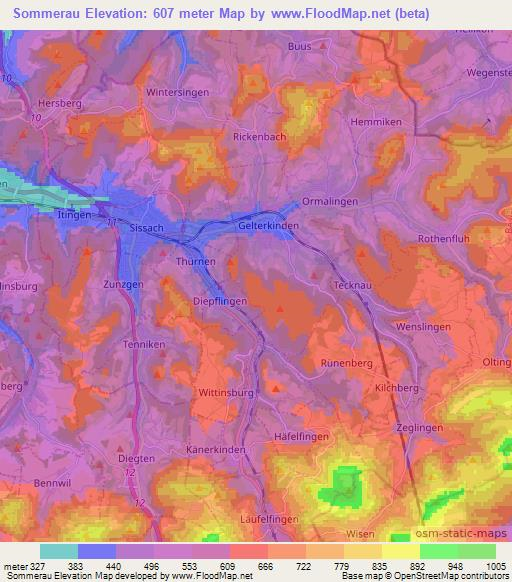 Sommerau,Switzerland Elevation Map