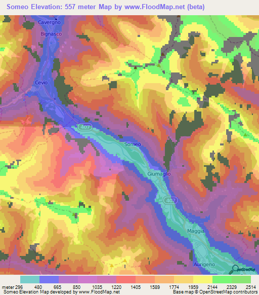 Someo,Switzerland Elevation Map