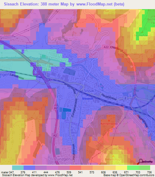 Sissach,Switzerland Elevation Map